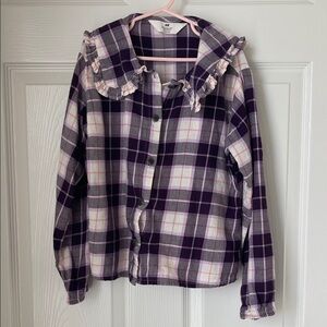 H&M Purple and Pink Checkered Blouse